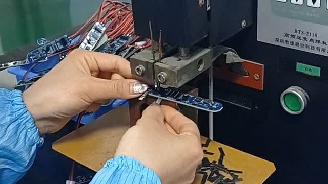 Welding Nickel Strips To A Battery Protection Board.