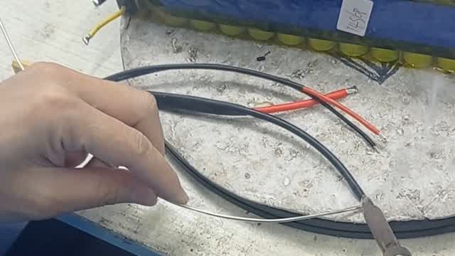 The Welding Of Positive And Negative Wires Of A Lithium Battery Pack.