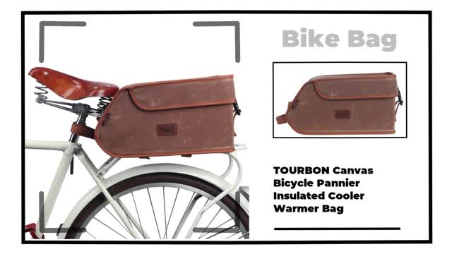 TOURBON Canvas Bicycle Pannier Insulated Cooler Bag
