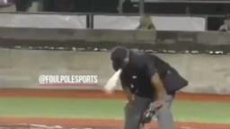 Umpire throws up