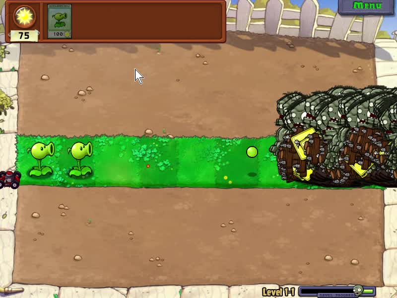 plants vs zombies level 1-1 gameplay