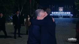 After Kazakhstan, Macron headed to Uzbekistan, where he and President Mirziyoyev walked around Samar