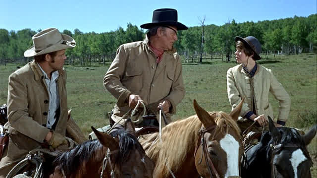 True Grit 1969 Western Movie Scene John Wayne Glen Campbell Kim Darby