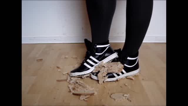 Jana crush bread with her Adidas Top Ten hi black and white trailer