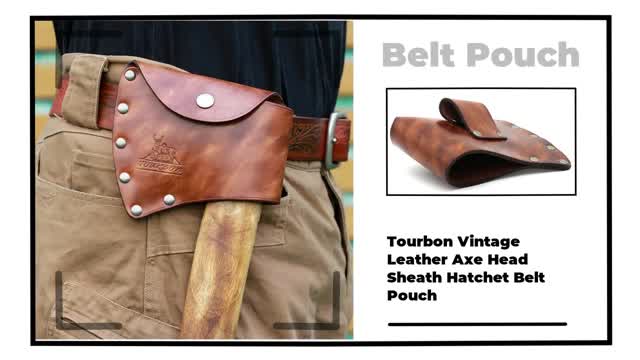 Tourbon Vintage Leather Axe Head Sheath Hatchet Belt Pouch