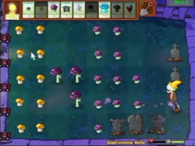 Plantas contra zombies - supervivencia noche (1/2)