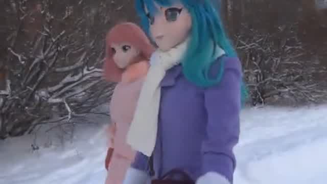 Vera and Alisa walking in the snow