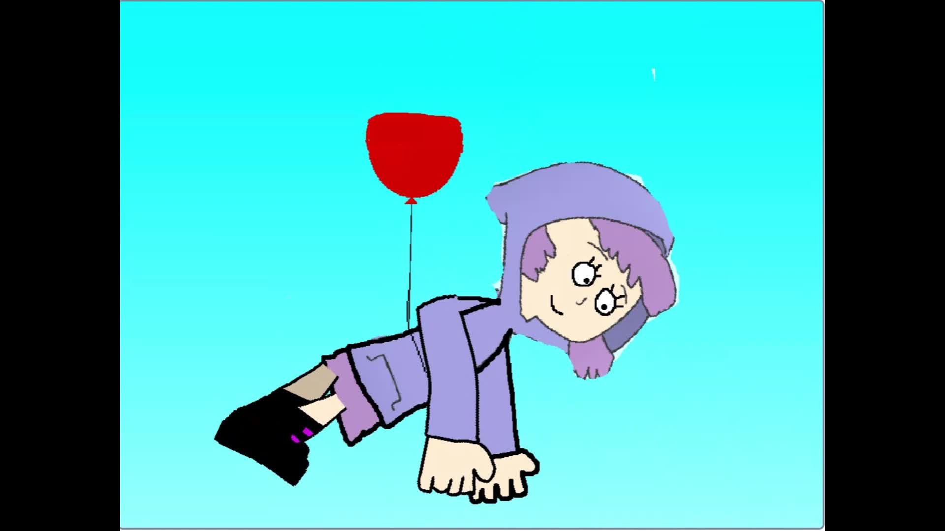 Shari floating on a balloon (Wayside Fan Animation)