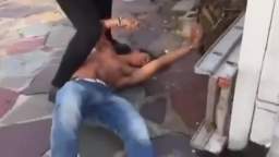 Nigger get ass beat by white dude