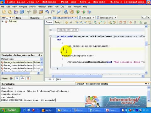 aula 38 java-NetBeans5.5 Método Mostrar Dados