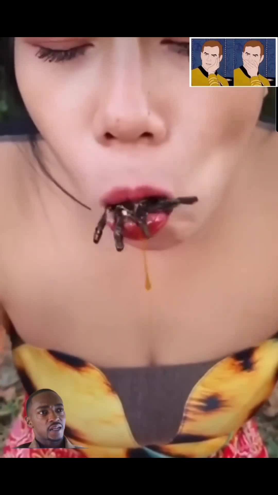 girl eats spider
