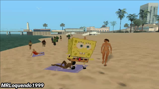 Loquendo - Bob Esponja y su Amigo Esqueleto van a la Playa y Terminan Presos (GTA San Andreas)