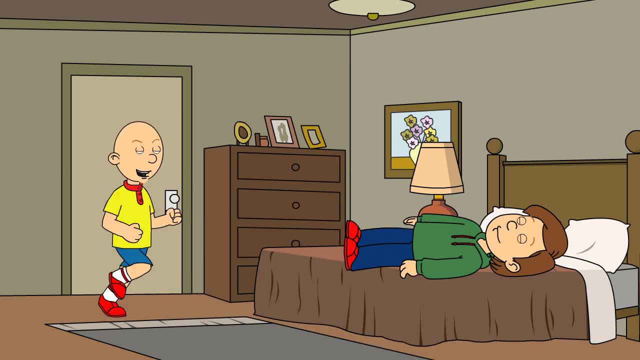 Caillou steals his dad's credit card to buy the KFC bucket at 1AM/Grounded Caillou steals his dad's credit card to buy the KFC bucket at 1AM/Grounded