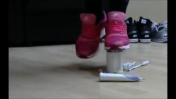 Jana shows same of her Nike sneaker and crush electro toothbrushwith them trailer