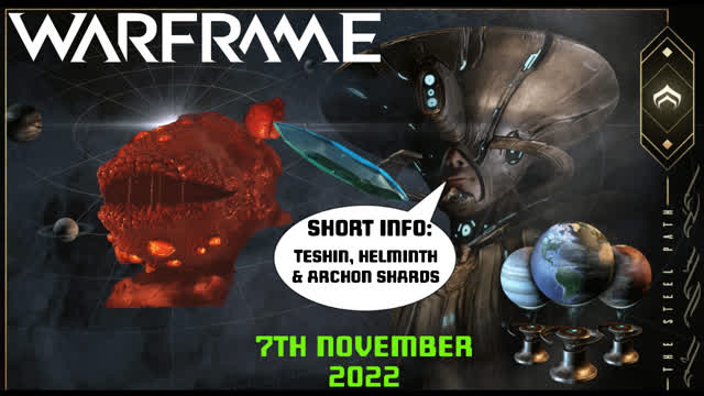 This weeks Teshin, Archon Shards and Helmith Invigoration Listings for Warframe 7th November 2022
