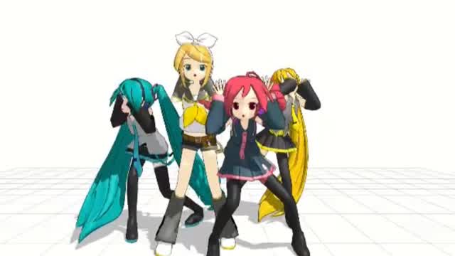 MIKUMIKUDANCE - ポーカーフェイス (Poker Face) 【Hatsune Miku, Kagamine Rin, Akita Neru, Kasane Teto】