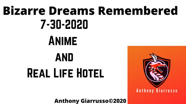 Bizarre Dreams Remembered 7-30-2020  Anime and Real Life Hotel