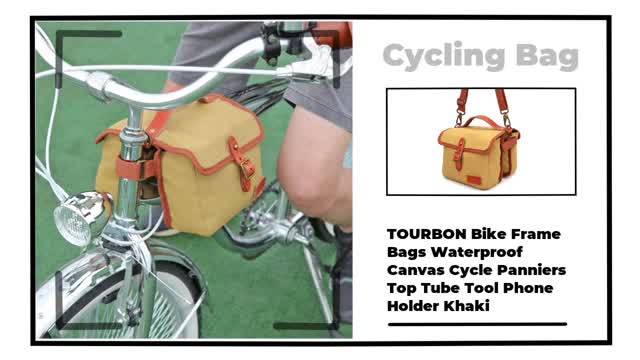 TOURBON Canvas Bike Frame Bags Top Tube Saddle Bag