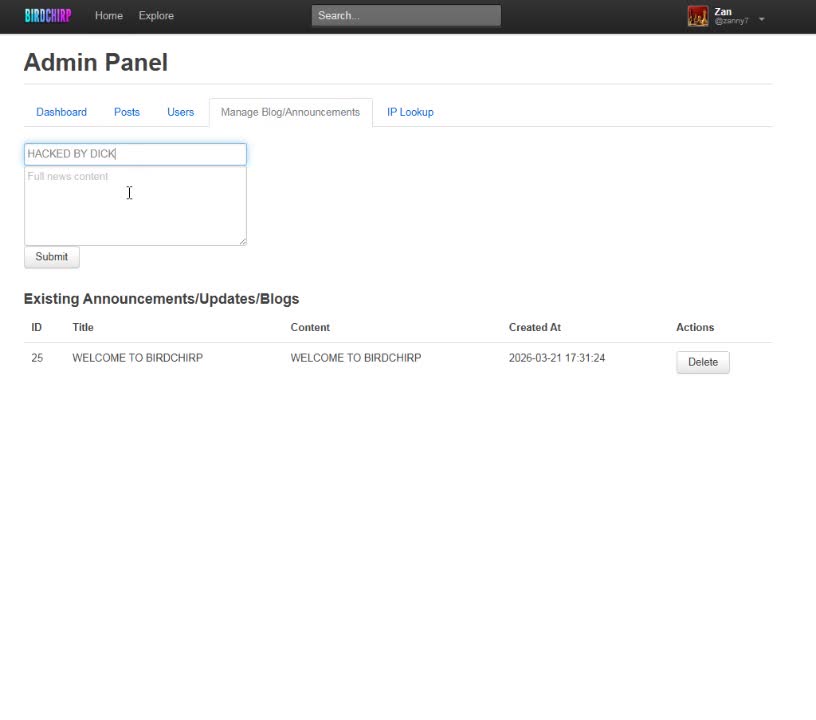 BirdChirp Admin Panel Leak!