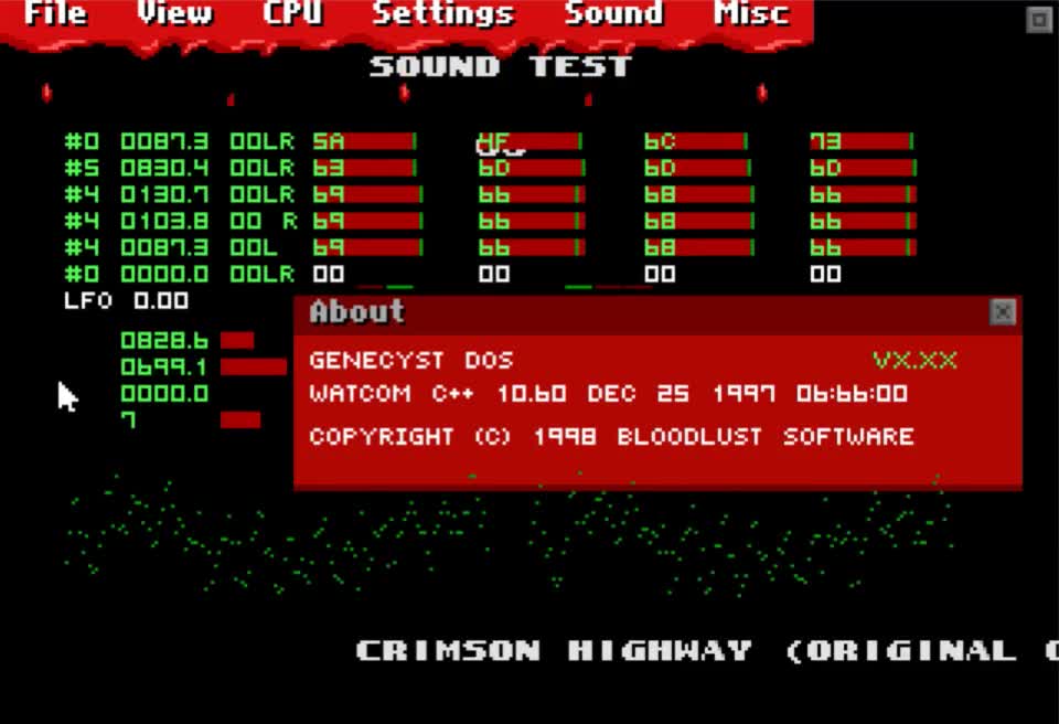 Crimson Highway - Sega Megadrive/Genesis Song By:Tweaker - Played on Genecyst Emulator for MS-DOS Crimson Highway - Sega Megadrive/Genesis Song By:Tweaker - Played on Genecyst Emulator for MS-DOS
