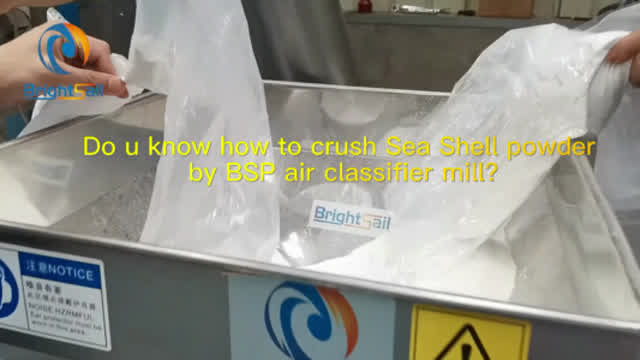 Sea shell powder grinding test by BSP air classifier mill acm grinder.