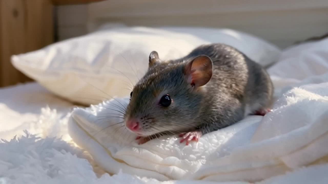 Maus auf einem bett