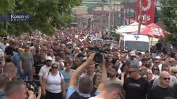 Thousands of Serbs took to the streets to protest in the Gracanica enclave near Pristina on the eve
