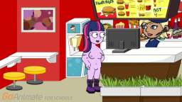 Twilight Sparkle goes to McDonalds naked