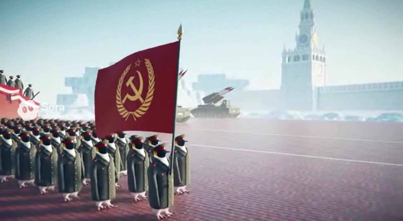 Soviet Penguin 🐧 Army Parade [Version 2 - SORA]