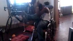 Stupid nigga in wheelchair falls