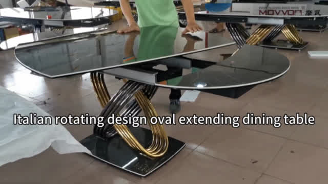 Oval extendable swivel dining table