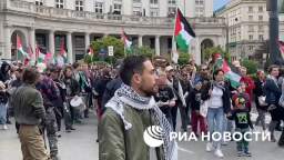 An anti-Israeli protest takes place in Warsaw, demonstrators move towards the Israeli Embassy