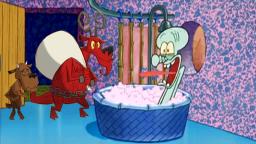 Wortox and Krampus drop by Squidward's house