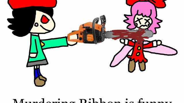 Ribbon getting her head chopped off by a chainsaw