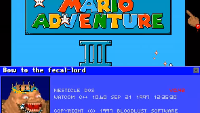 Mario Adventure 3 SMB3 Hack - Played on Nesticle Emulator for MS-DOS