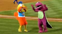 chicken gets dabbed on by barney