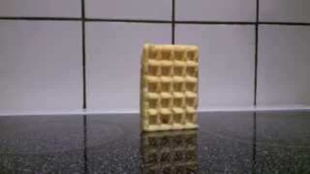 Waffle falling over