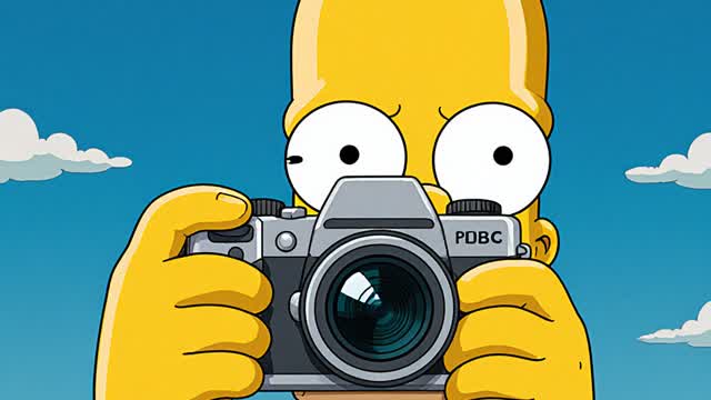 Homer taking photo birth to 13