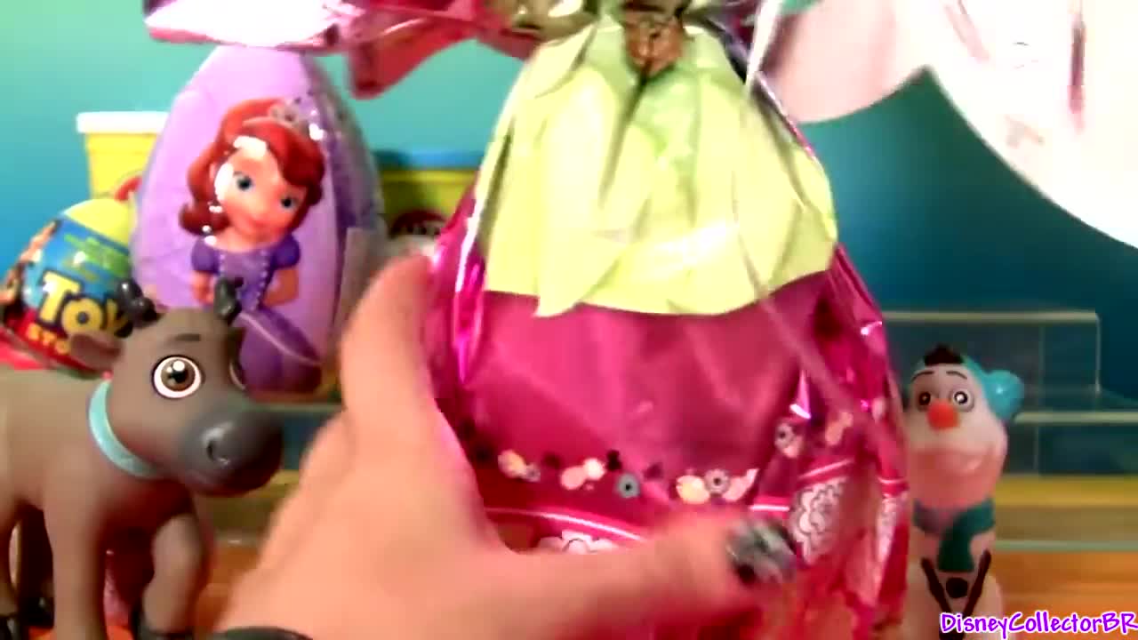 Giant Princess Kinder Surprise Eggs Disney Frozen Elsa Anna Minnie Mickey Play Doh Surprise Eggs