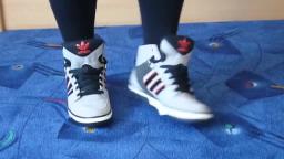 Jana shows her Adidas Hard Court Hi grey, black and red