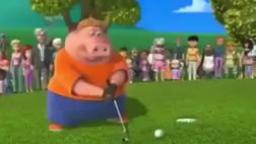 Pig plays golf