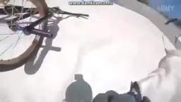 Jordan Stewart falls off his bike