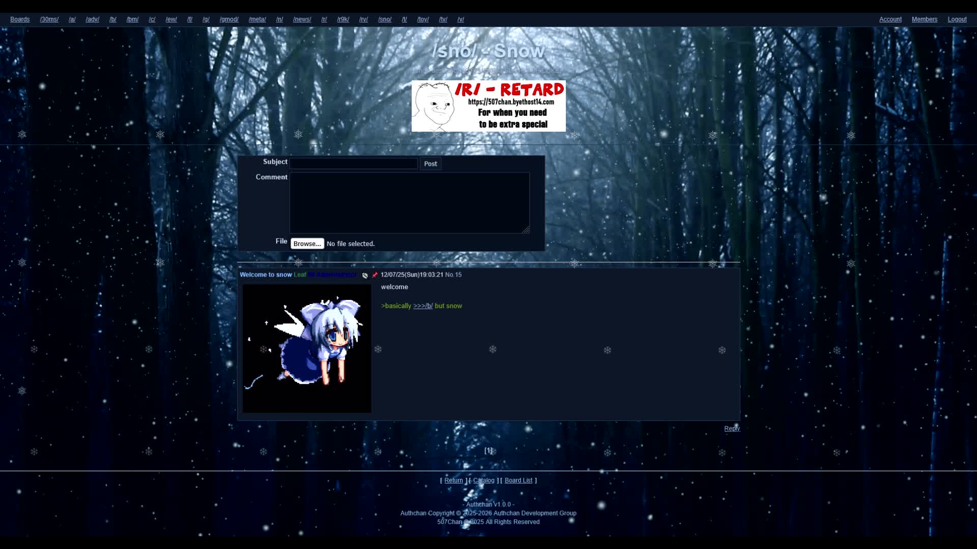 Greetings from /sno/ | 507Chan