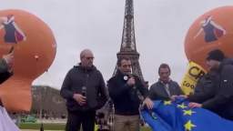 Activists tore up the EU flag at a rally in Paris