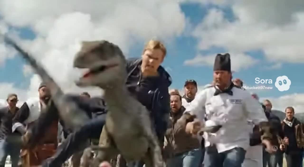 100 Men vs 1 Velociraptor [Sora]