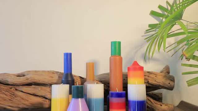 Color Rainbow Scented Aroma Fantastic Pillar Candles