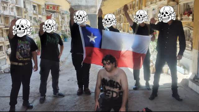 Chilean nationalists with an antifa pig dancing! :3