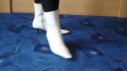 Jana shows her spike heel booties Graceland white