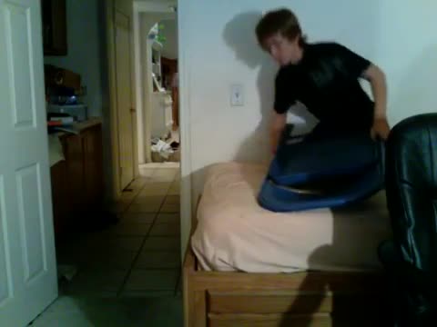 Kid blows chair to another kid's face