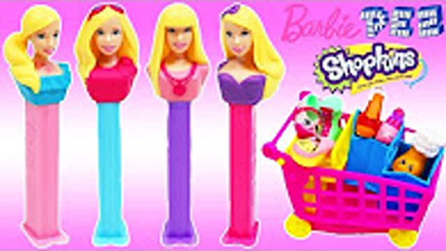 BARBIE PEZ Candy Dispensers Barbie Goes Shopping For SHOPKINS Shoes and Boots!